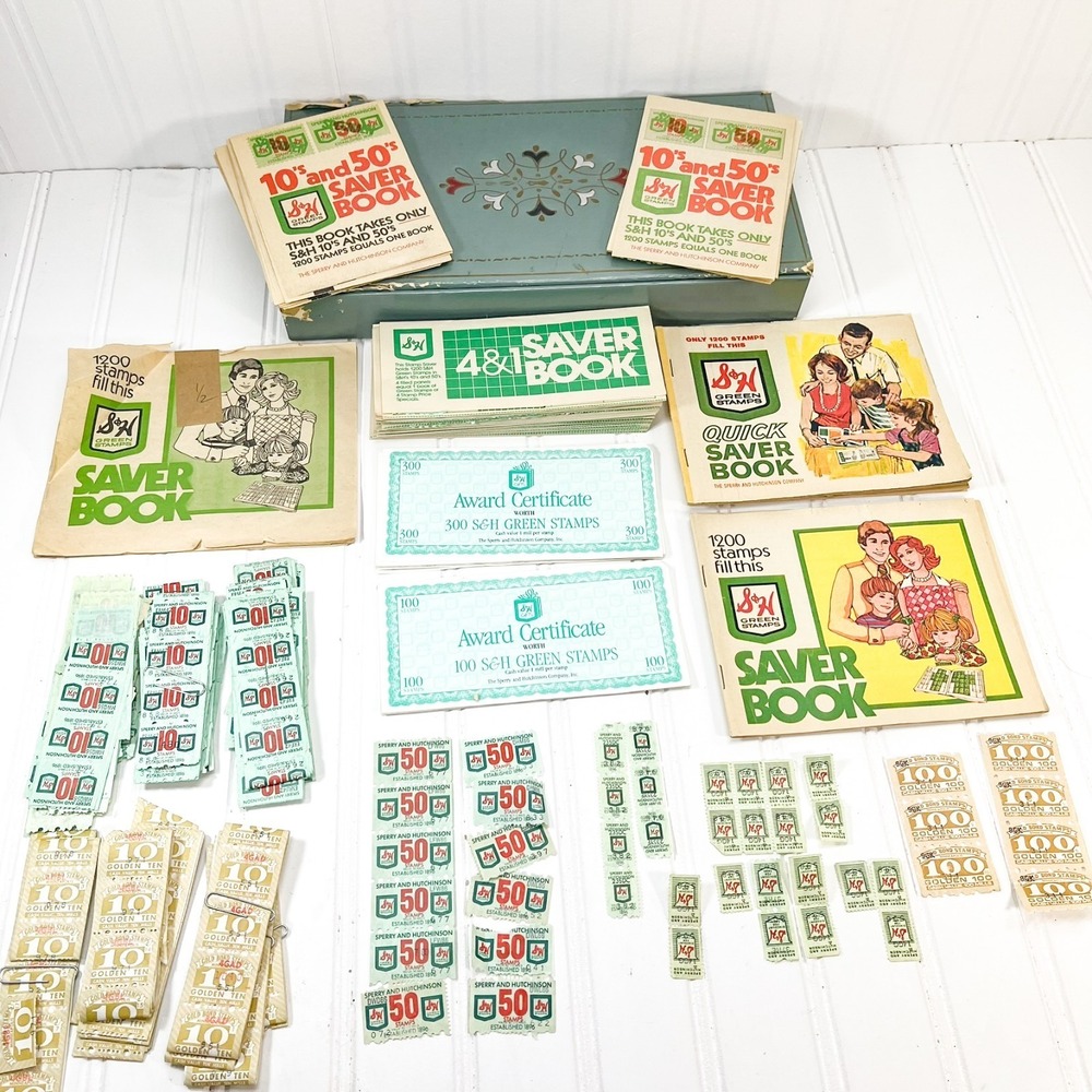 Huge Lot Vintage‎ S&H Green Stamps Collection Books, Some Filled! + Loose Stamps